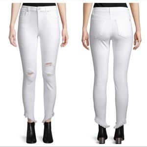 Joe’s High Rise Skinny Ankle Distressed White Jeans